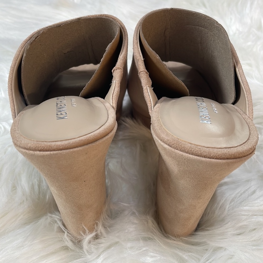 Kenneth Cole Gracen mule beige soft suede 5” chunky heel platform mule 8.5 NWT - Picture 4 of 13